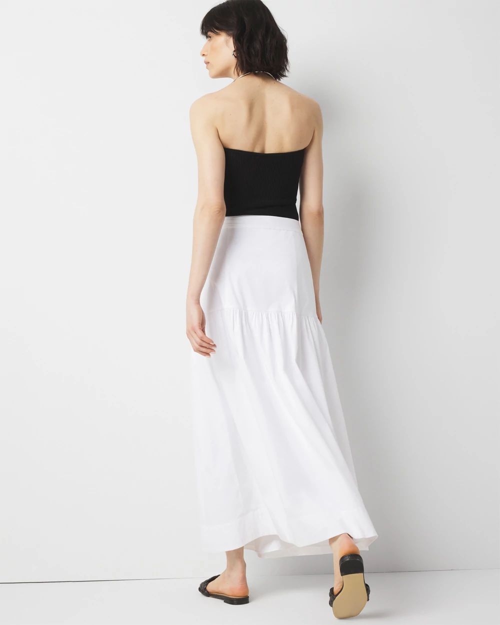 【PORTERNA】Cozy line long skirt Poplin A-Line Maxi Skirt | White House Black Market